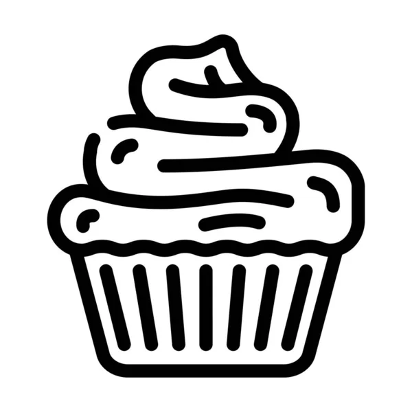 Pancake con crema linea dessert icona vettoriale illustrazione — Vettoriale Stock