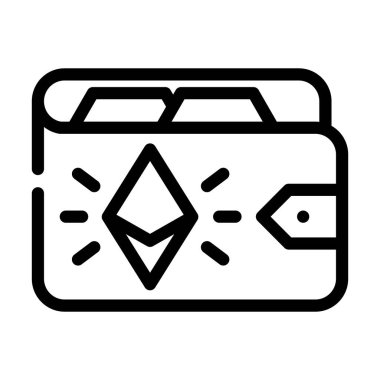 ethereum cüzdan çizgisi ikon vektör çizimi