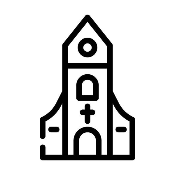 Christliche Kirche Linie Ikone Vektor Illustration — Stockvektor