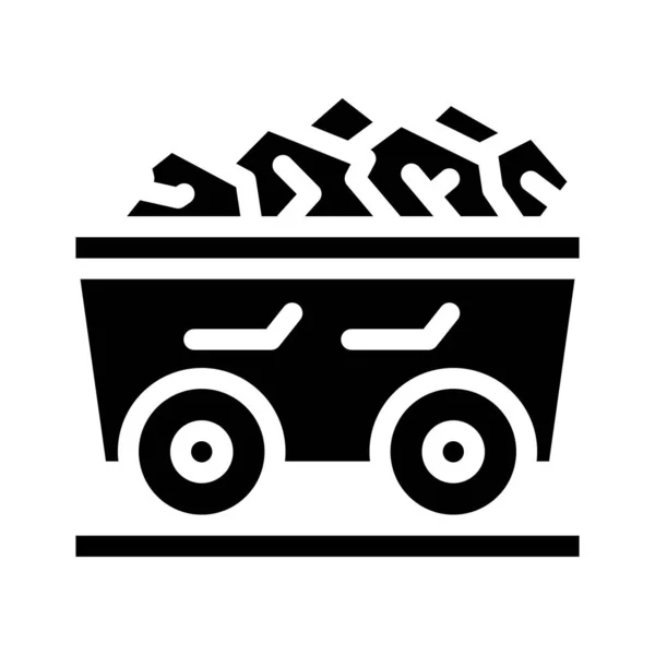 Coal cart glyph icon vector illustration — Stock Vector