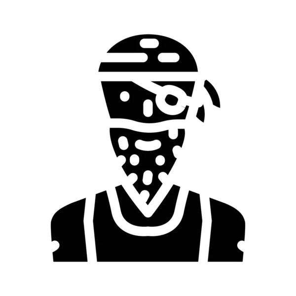 Pirata persona glifo icono vector ilustración — Vector de stock