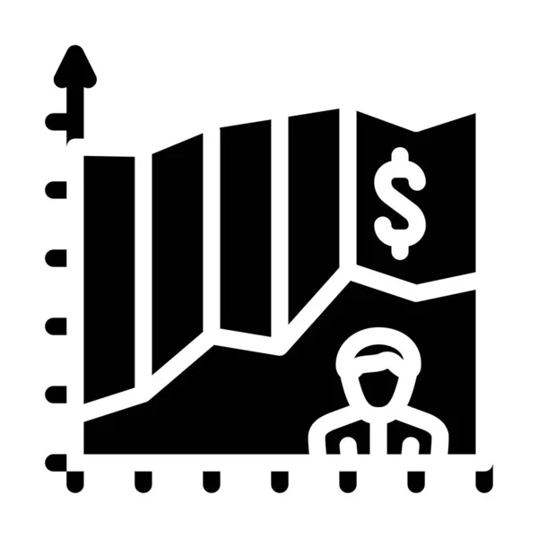 Wykres dochodów inwestora glif ikona wektor ilustracja — Wektor stockowy