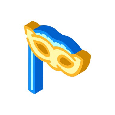 Yüz maskesi dansçısı izometrik ikon vektör çizimi