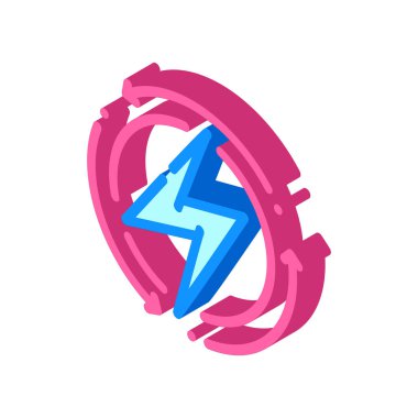 Enerji transferi işareti izometrik vektör çizimi