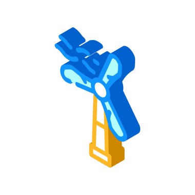 Enerji üretimi izometrik ikon vektör çizimi için yel değirmeni