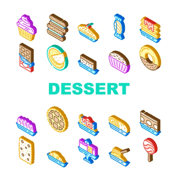 Dessert Delicious Food Collection Pictogrammen Set Vector — Stockvector