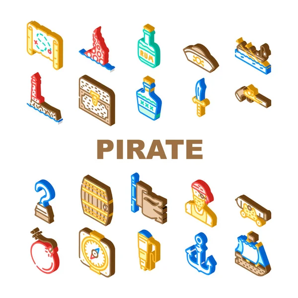 Піратське море Колекція грабіжників Векторні іконки — стоковий вектор
