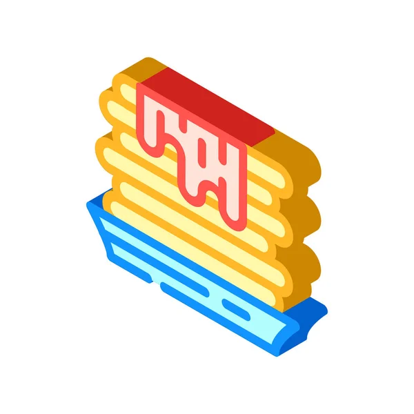 Waffles with jam dessert isometric icon vector illustration — Stock Vector