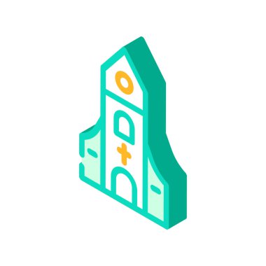 Hıristiyan Kilisesi izometrik ikon vektör illüstrasyonu