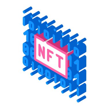 nft kodu izometrik ikon vektör çizimi