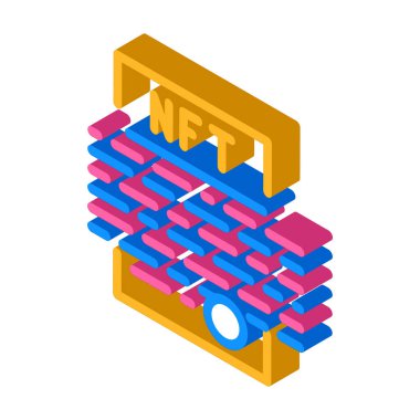 Akıllı nft sözleşmesi izometrik ikon vektör çizimi