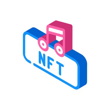 nft ve müzik izometrik ikon vektör çizimi