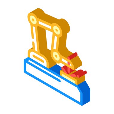 Robot kaynakçı izometrik ikon vektör çizimi