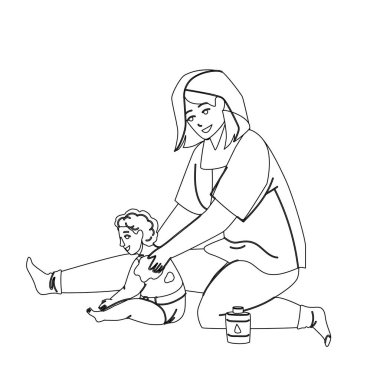 Bebek Kremi Anne Çocuk Sırtı Vektörüne Uygulama