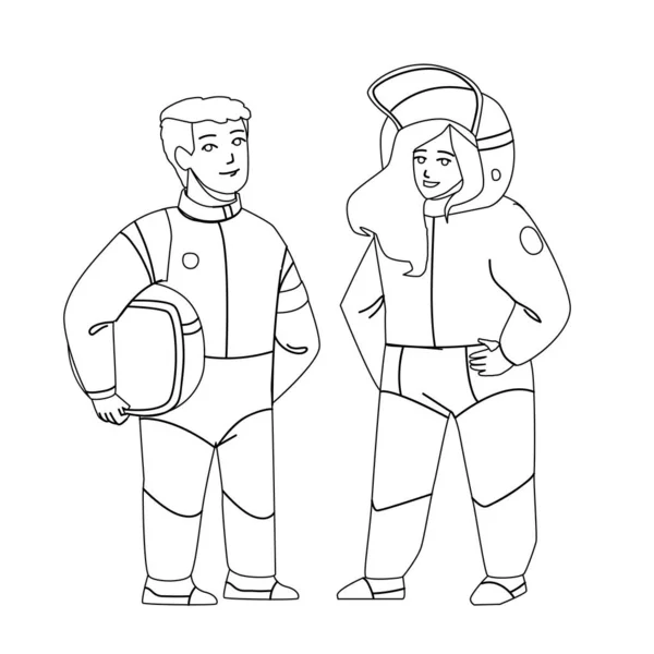 Astronaut Children Couple In Space Suit Vector — Stock Vector