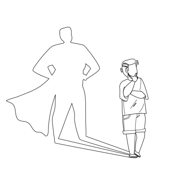 Мальчик, мечтающий стать храбрым супергероем — стоковый вектор