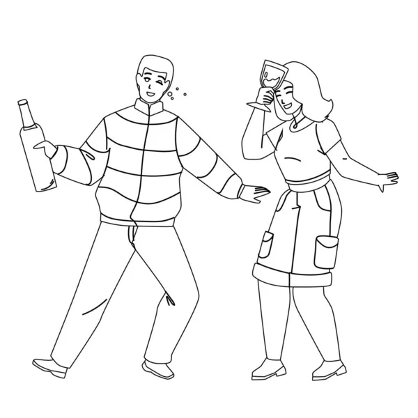 Пьяный мужчина и женщина пьют вместе Вектор — стоковый вектор