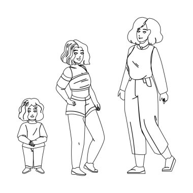 Küçük Bebekten Yetişkin Kadın Vektörüne Büyüyen Kız