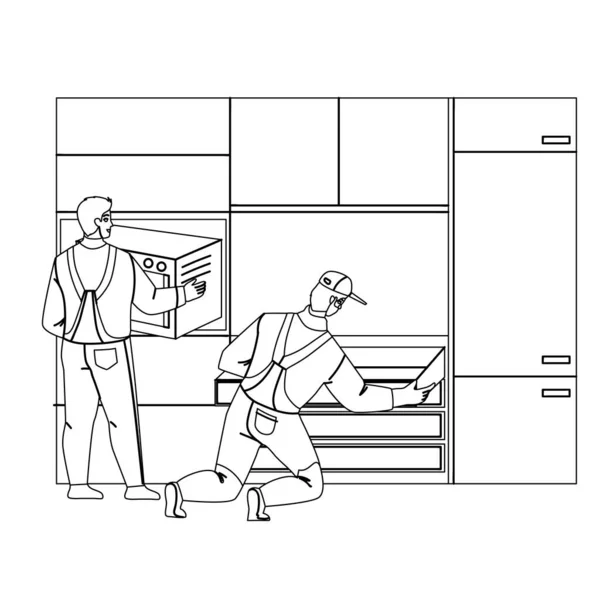 Handyman Workers Instalar muebles de cocina Vector — Archivo Imágenes Vectoriales