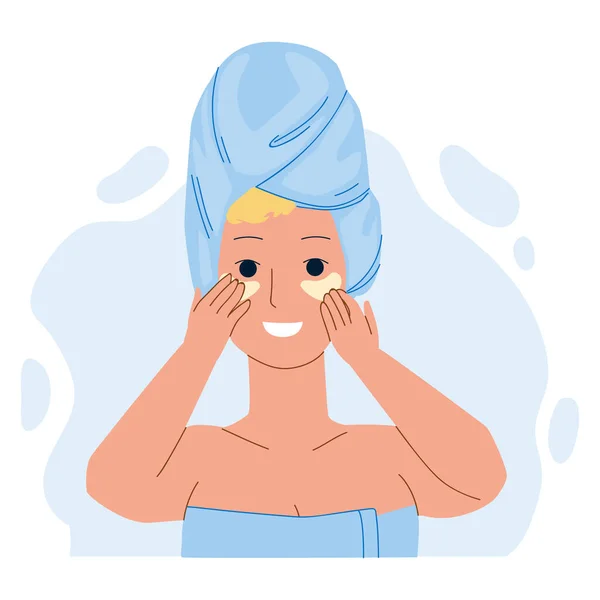 Parche de ojos usando chica para el vector de procedimiento de belleza — Vector de stock