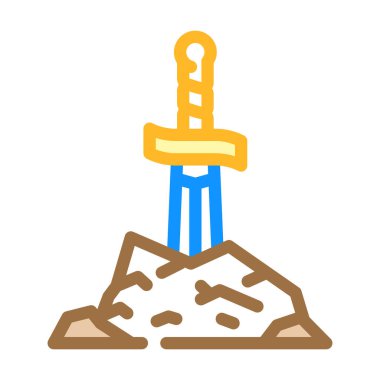 Kılıç peri masalı renk vektör illüstrasyonu