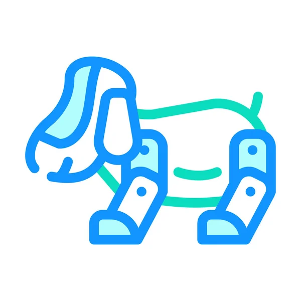 Cão robótico pet brinquedo cor ícone vetor ilustração — Vetor de Stock