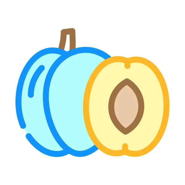Plum fruit color icon vector illustration — Stock Vector