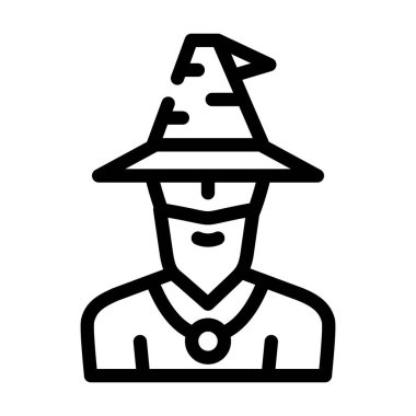 Sihirbaz peri masalı çizgi ikonu vektör illüstrasyonu