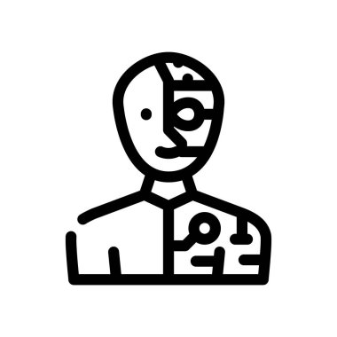 cyborg fantezi karakter çizgisi ikon vektör çizimi