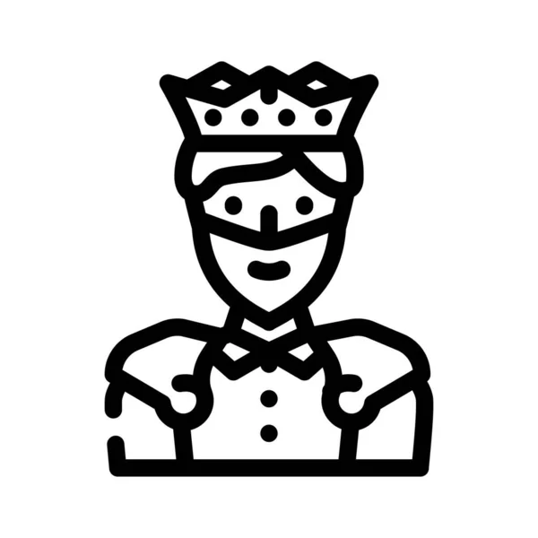 Rey fantasía carácter línea icono vector ilustración — Vector de stock