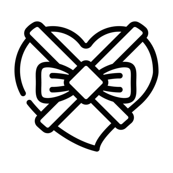 Czekolada cukierki prezent pudełko w kształcie serca linii wektor ikony ilustracja — Wektor stockowy