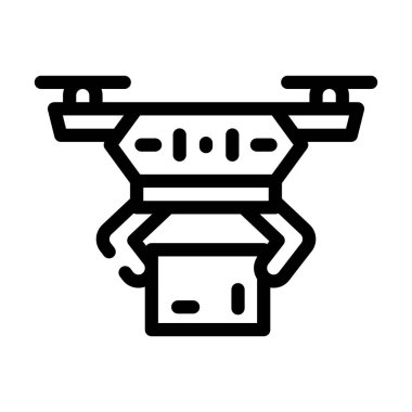 Drone dağıtım robot çizgisi ikon vektör çizimi