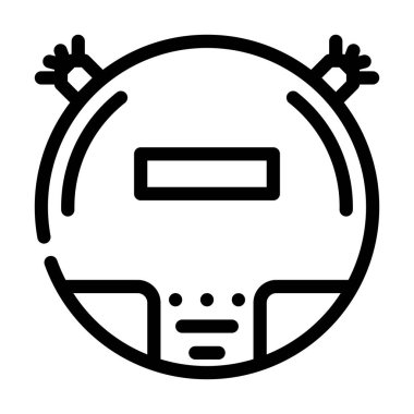 elektrikli süpürge robot çizgisi ikon vektör çizimi