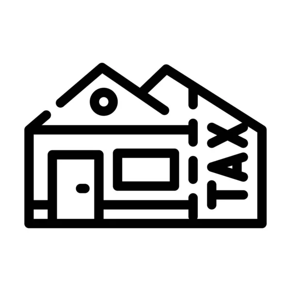 Imobiliário casa imposto linha ícone vetor ilustração — Vetor de Stock