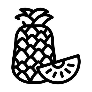 ananas meyve çizgisi ikon vektör çizimi