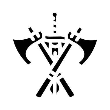 Kılıç ve balta silahı peri masalı sembol vektör çizimi