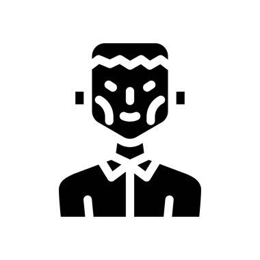 Frankenstein fantezi karakteri Glyph ikon vektör çizimi