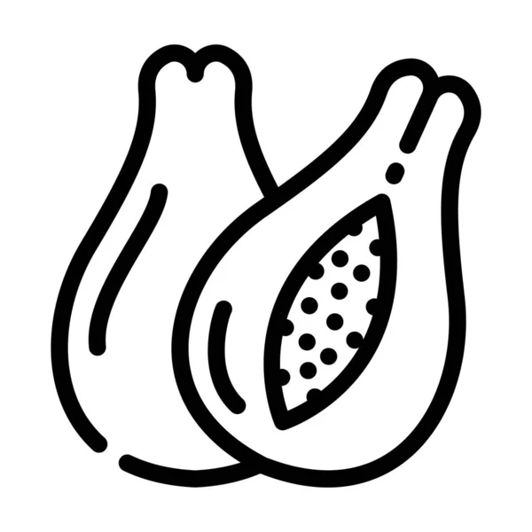 Papayas Fruchtlinie Symbol Vektor Illustration — Stockvektor
