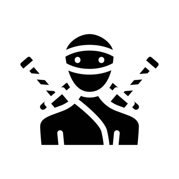 Ninja fantasy character glyph icon vector illustration — Stock Vector