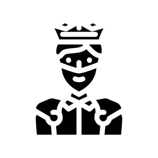 King fantasy karakter glyph pictogram vector illustratie — Stockvector