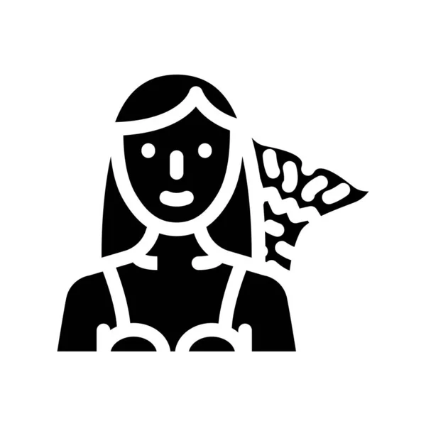 Sirène fantaisie personnage glyphe icône vectoriel illustration — Image vectorielle