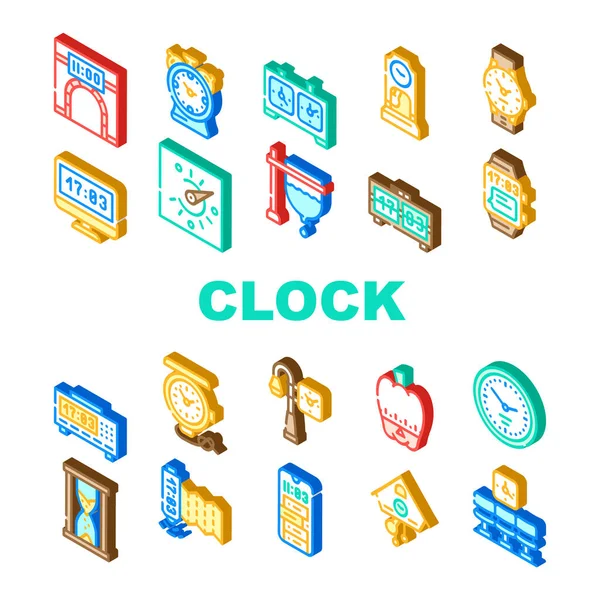 Horloge Et Horloge Équipement De Temps Icônes Set Vector — Image vectorielle