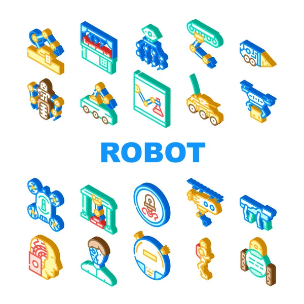 Ρομπότ μελλοντική ηλεκτρονικός εξοπλισμός εικονίδια που διάνυσμα — Διανυσματικό Αρχείο