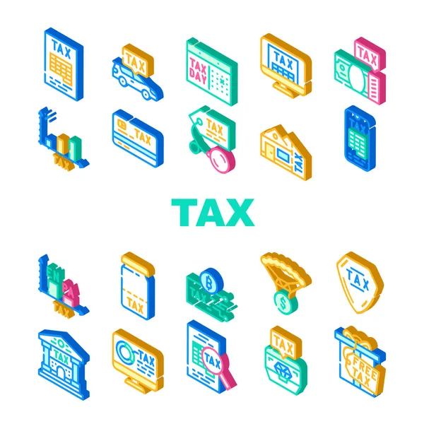 Tax Financial Payment For Income Icons Set Vector — Stock Vector