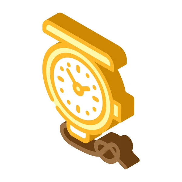 Reloj de bolsillo icono isométrico vector ilustración — Vector de stock