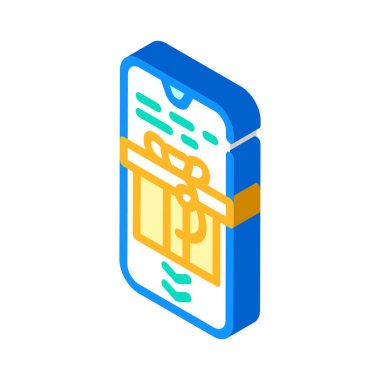 hediye izometrik ikon vektör çizimi için geçiş uygulaması