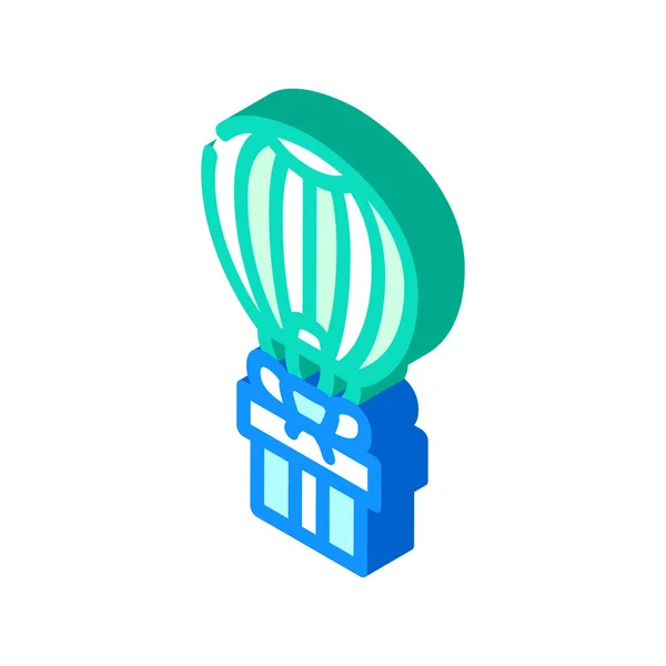 Illustration vectorielle d'icône isométrique de cadeau de vol de ballon d'air — Image vectorielle