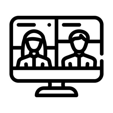 video konferansı tartışma hattı ikon vektör illüstrasyonu