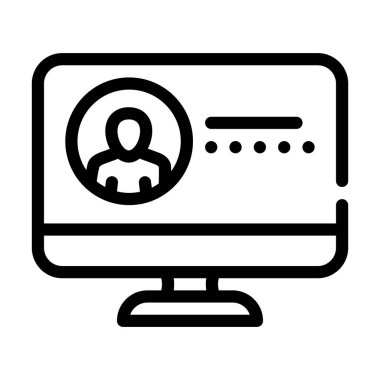 Görüntü konferans hattı ikon vektör illüstrasyonu için giriş ve parola