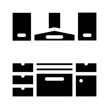 Mutfak mobilyaları sembol vektör illüstrasyonu